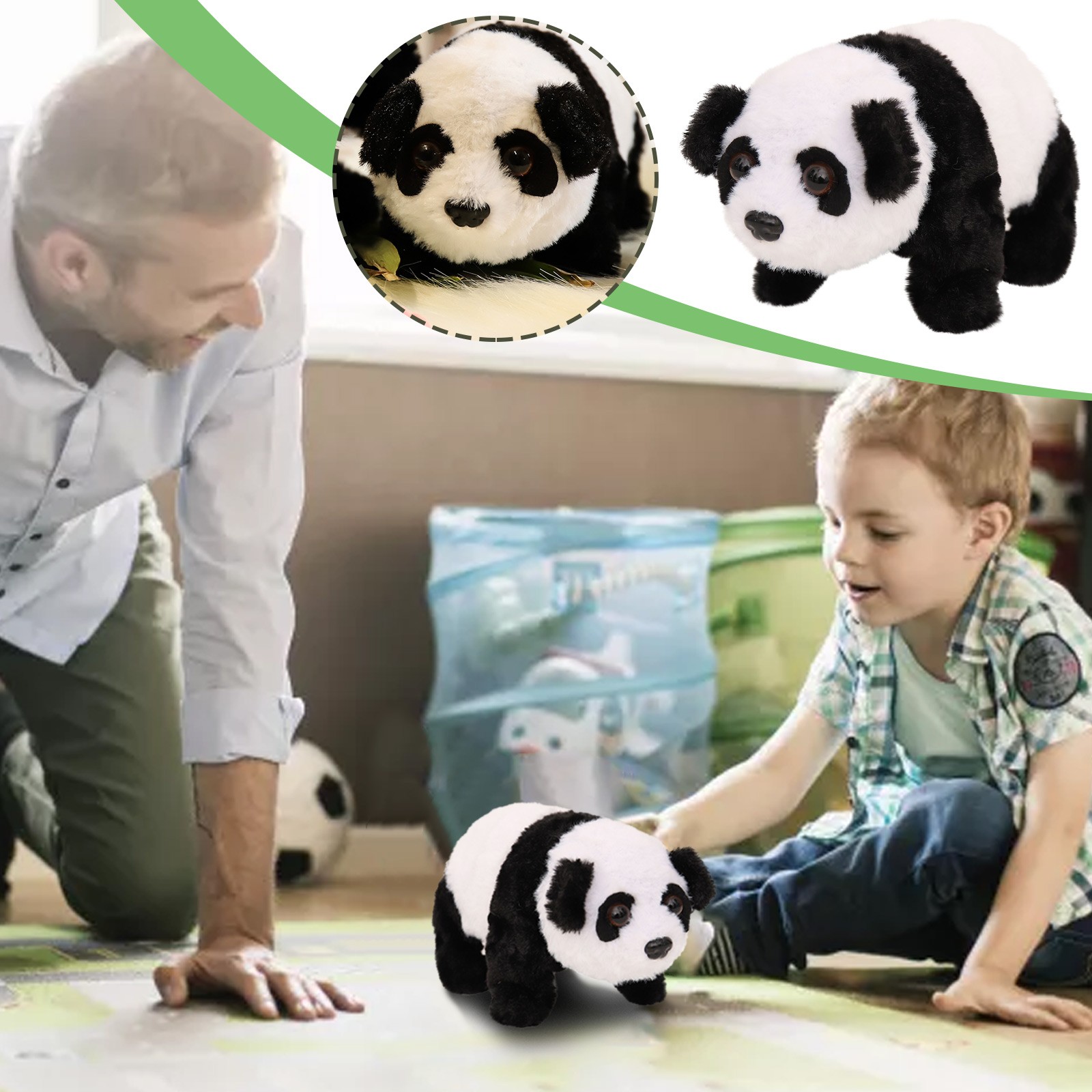 Momihoom Crawling Panda Interactive Electronic Pet Plush Toy with Sounds and Movements Animated Shaking Head Gifts for Toddlers Birthday